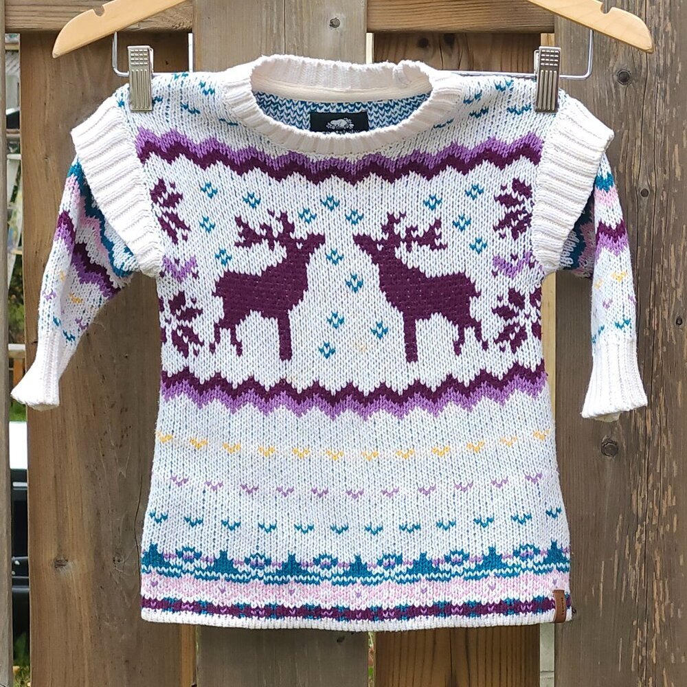ADORABLE ROOTS BABY Fair Isle Sweater Dress 3-6 Months White Mix Multi